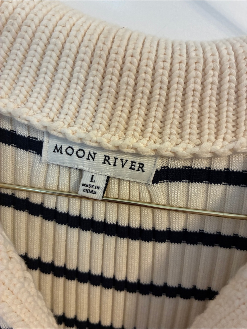 Moon River Cream and Black Striped Knit Top Maxi Dress - Picture 2 of 3